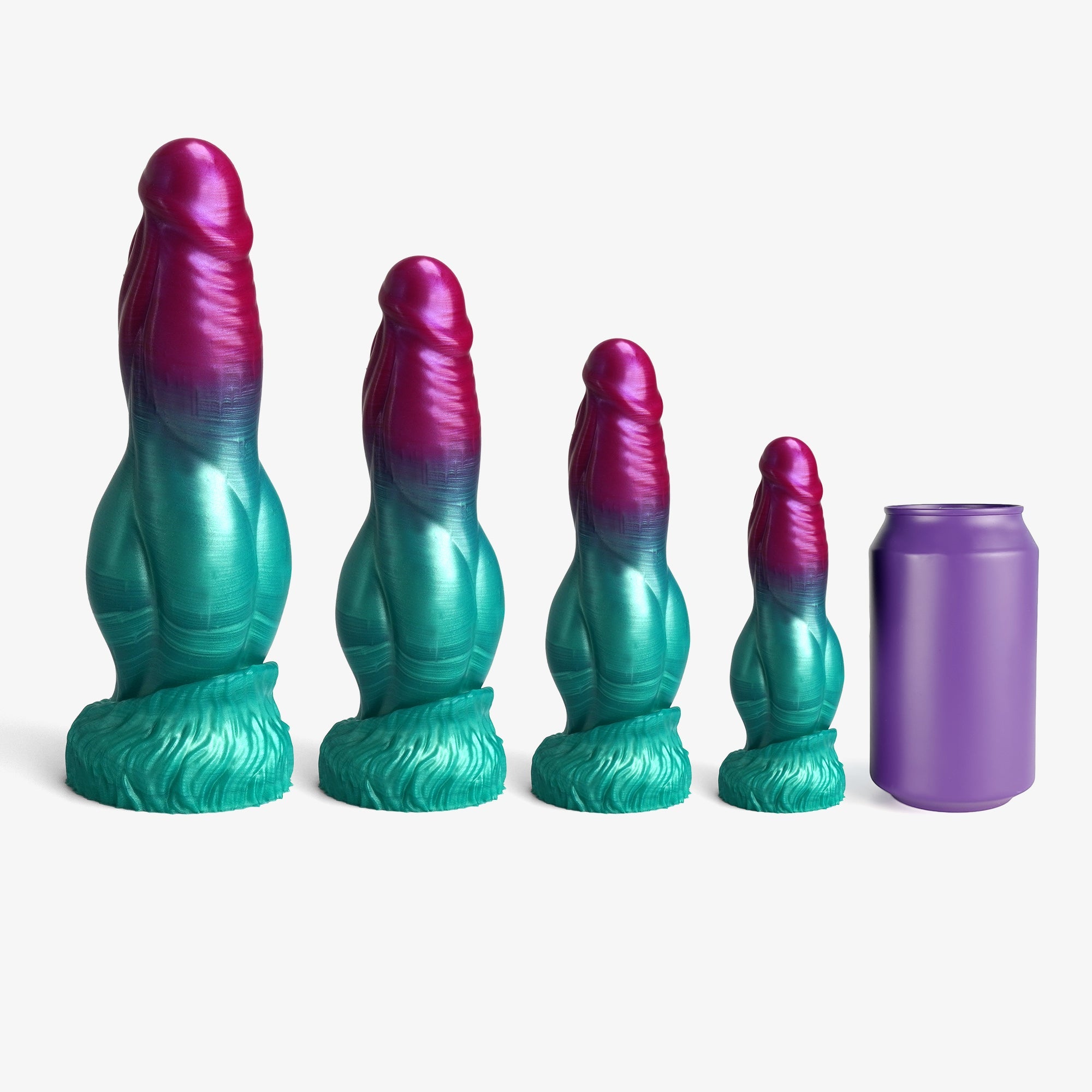 The knot iii dildo size comparison next to 330ml can.