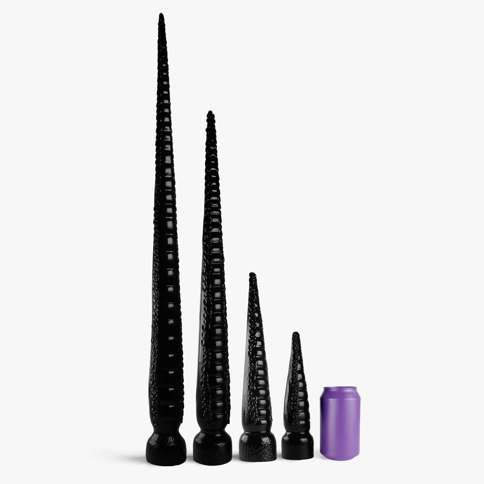 The tentacle depth trainer ii dildo size comparison next to 330ml can.