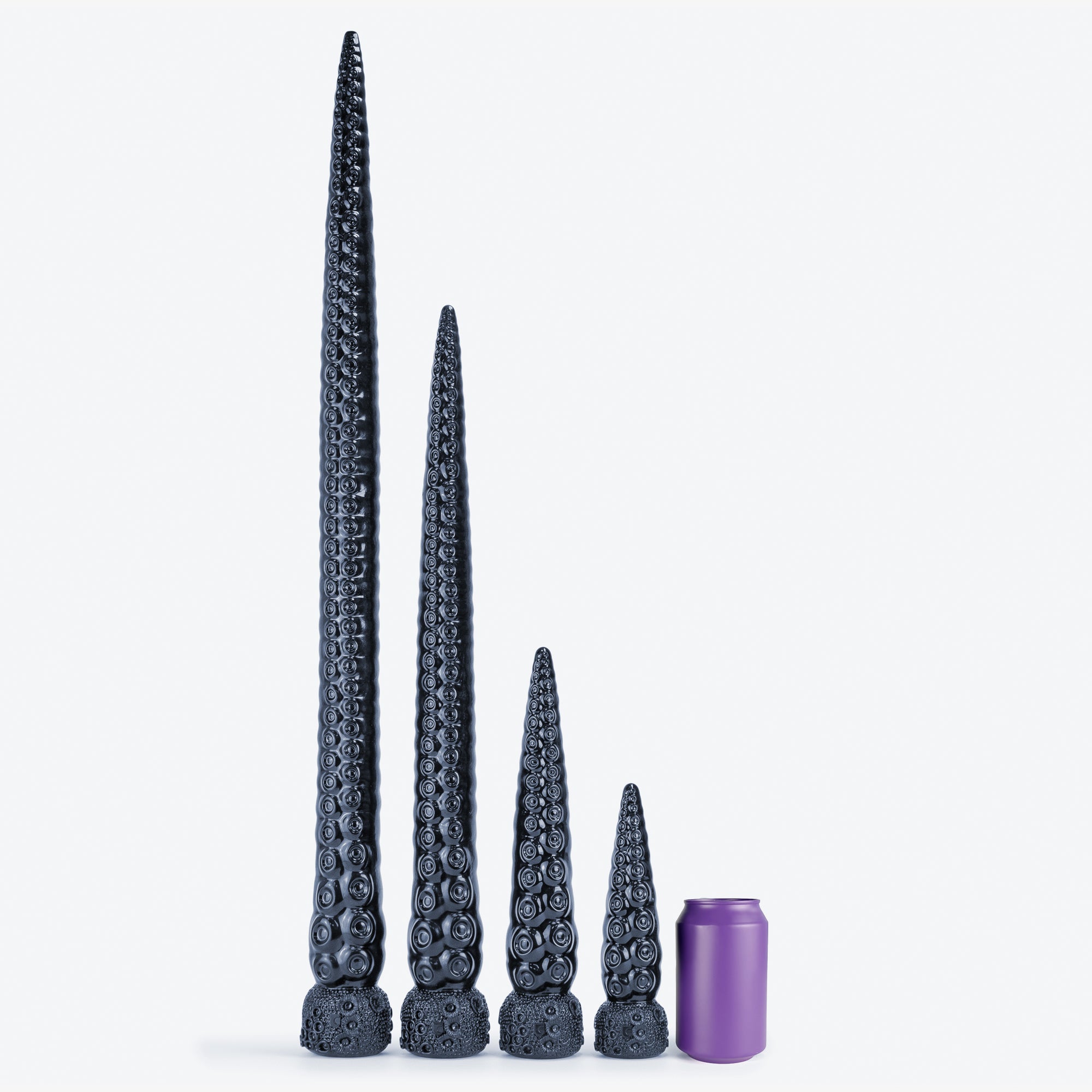 The tentacle depth trainer iii dildo size comparison next to 330ml can.