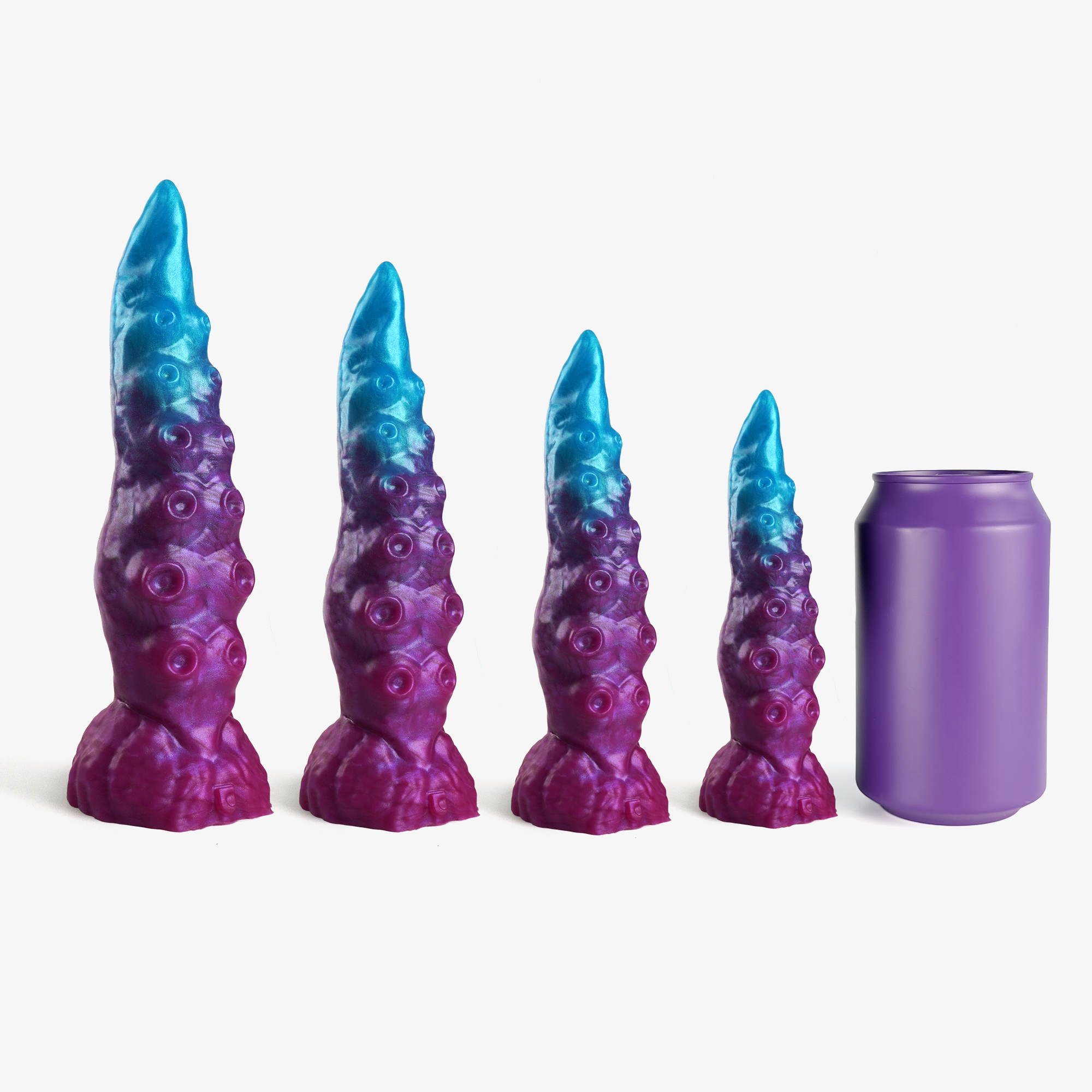 The tentacle ii dildo size comparison next to 330ml can.