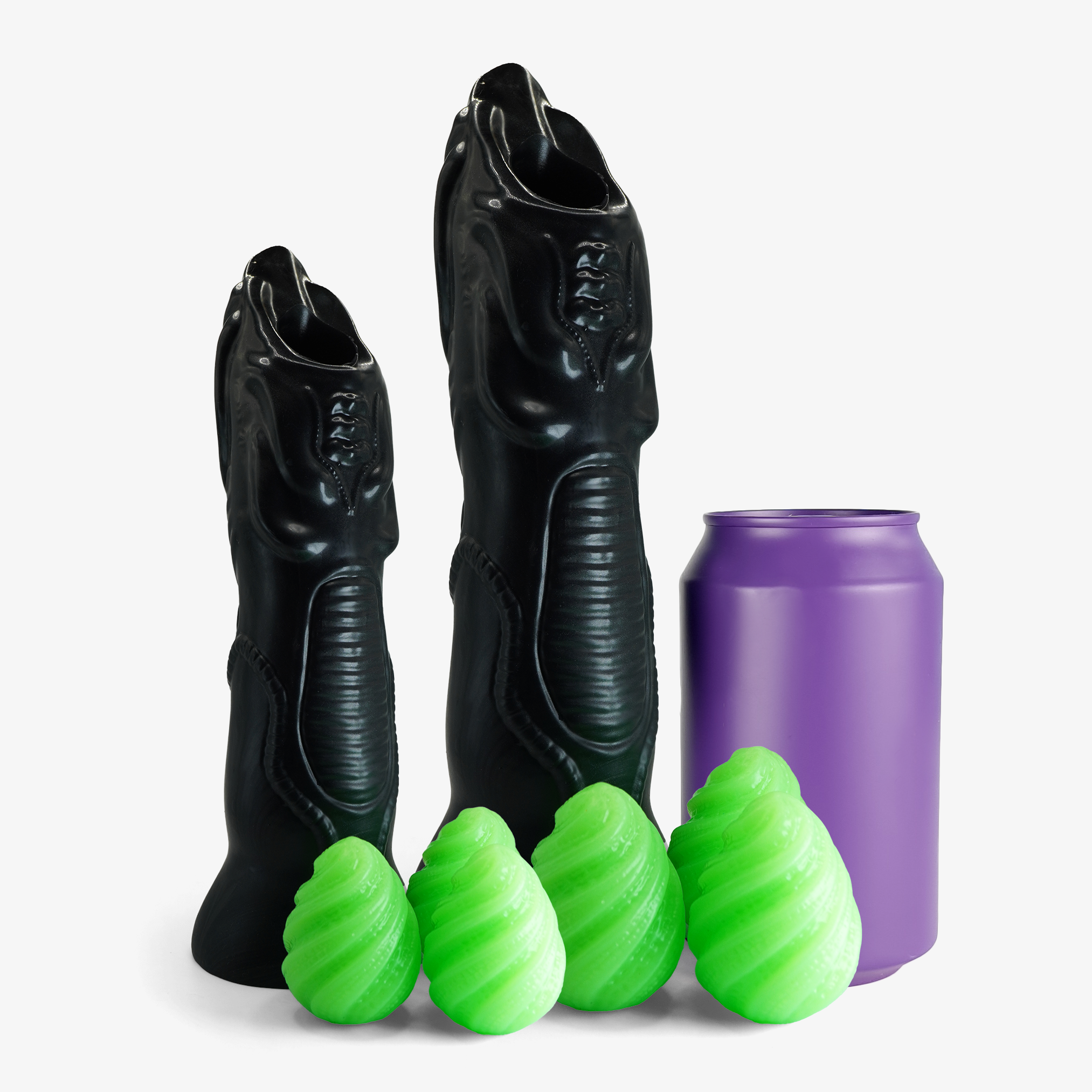 The xenomorph ovipositor size comparison next to 330ml can.